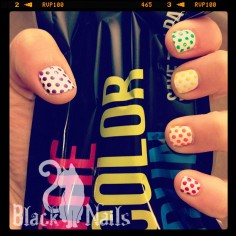 Rainbow Color Run Polka Dot Nails