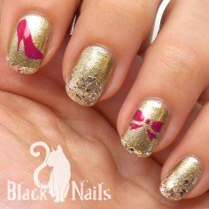Easy Gold and Pink Interview Nail Art
