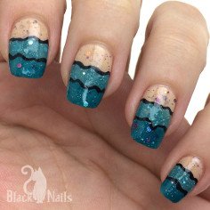 Abstract Ocean Beach Wave Nail Art