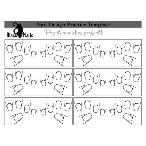 Download Nail Art Design Practice Templates or Sheets - All Versions | Black Cat Nails