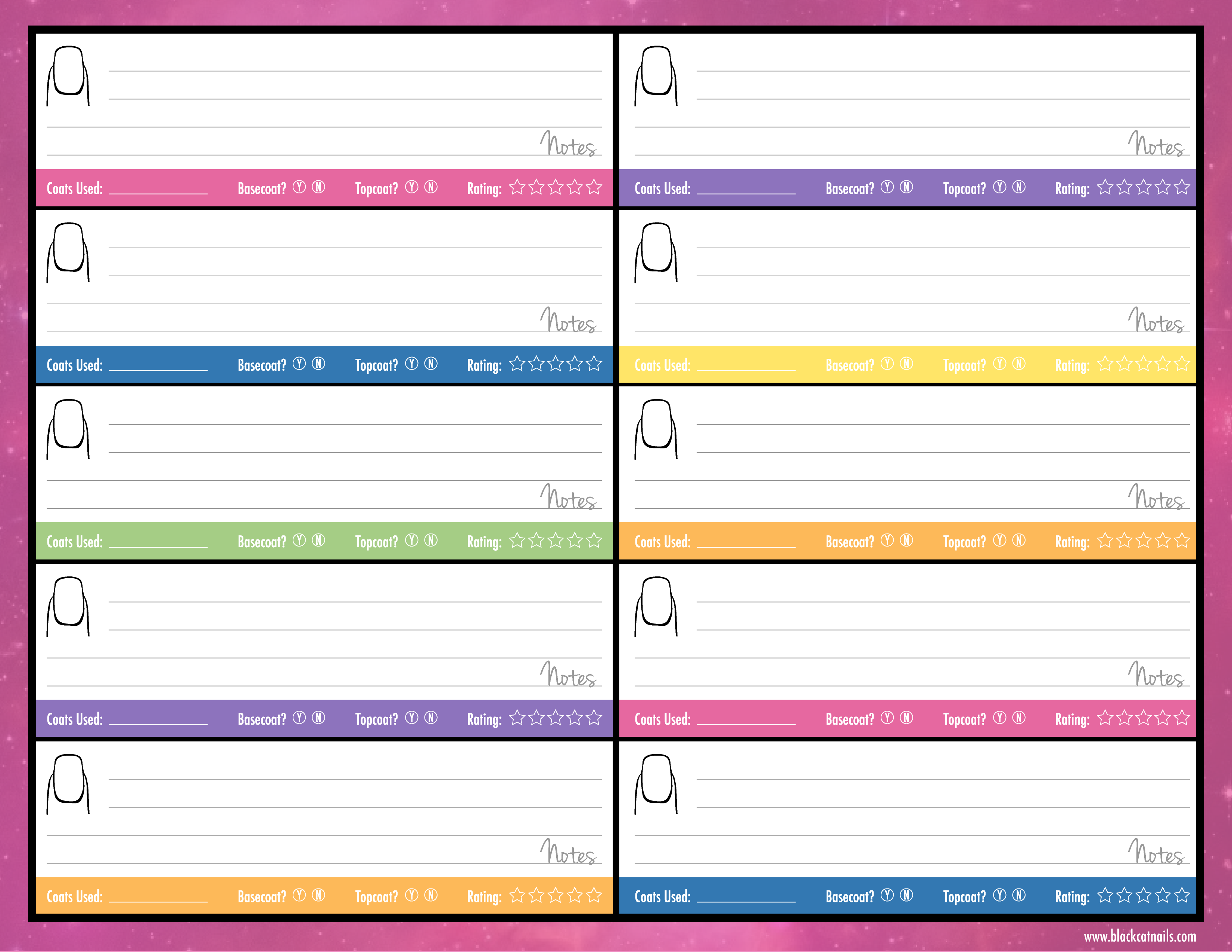 colorful nail polish blogger review swatch planner free planner outline