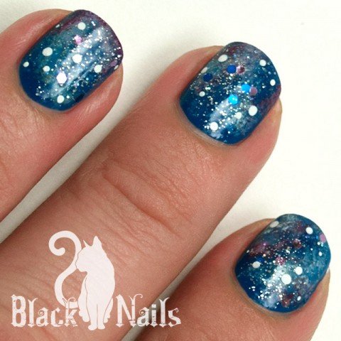 Blue Glitter Galaxy Flat