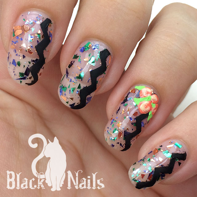 Mardi Gras Flowers Sinful Colors Mystery Moonshine Black Cat Nails