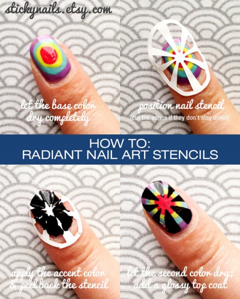 Radiant Nail Art Stencil Steps by Sticky Nails